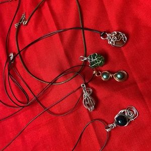 Wire wrapped rings earrings and necklaces